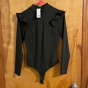 Bebe Ruffle Sleeve Bodysuit Top